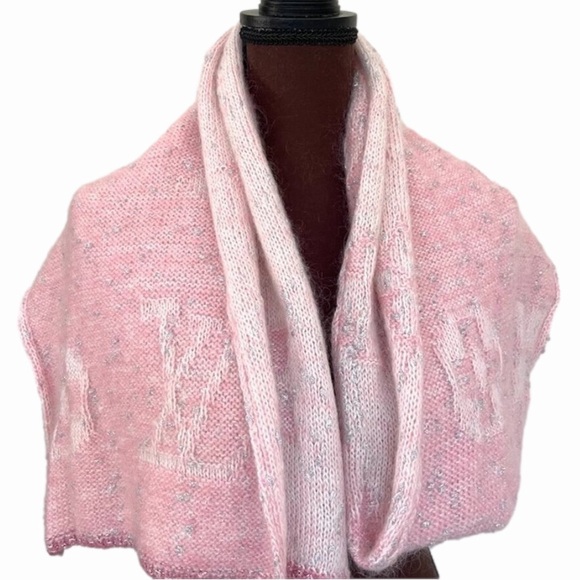 Pink Louis Vuitton Wool Wrap Medallion Logomania Reversible Scarf - Picture 5 of 6